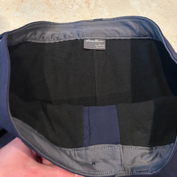 Eddie Bauer Fleece Lined Tech Pants Mens 32x32 Navy Blue Straight Leg Outdoor - Picture 5 of 10